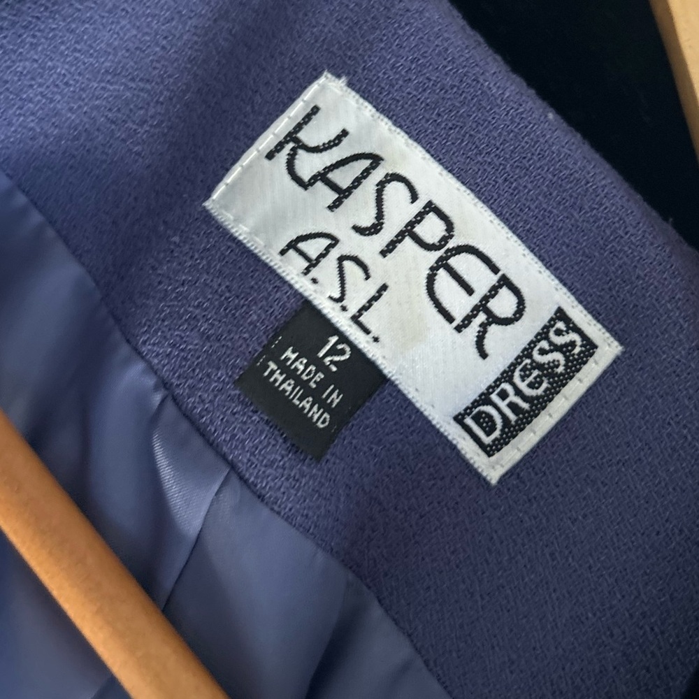 Vintage Kasper ASL|  Purple Dress with Black Velvet Details - Picture 6 of 6